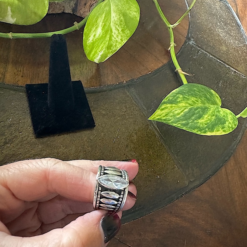 Silpada - RARE Sterling Silver Marguis CZ Ring - Picture 7 of 14